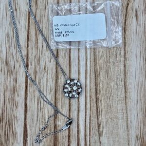 NWT Ryze Party .925 Sterling Silver White Frost Cz Floral Necklace